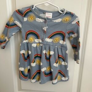 Hanna Andersson 3-6 month blue rainbow and sun pattern cotton colorful dress